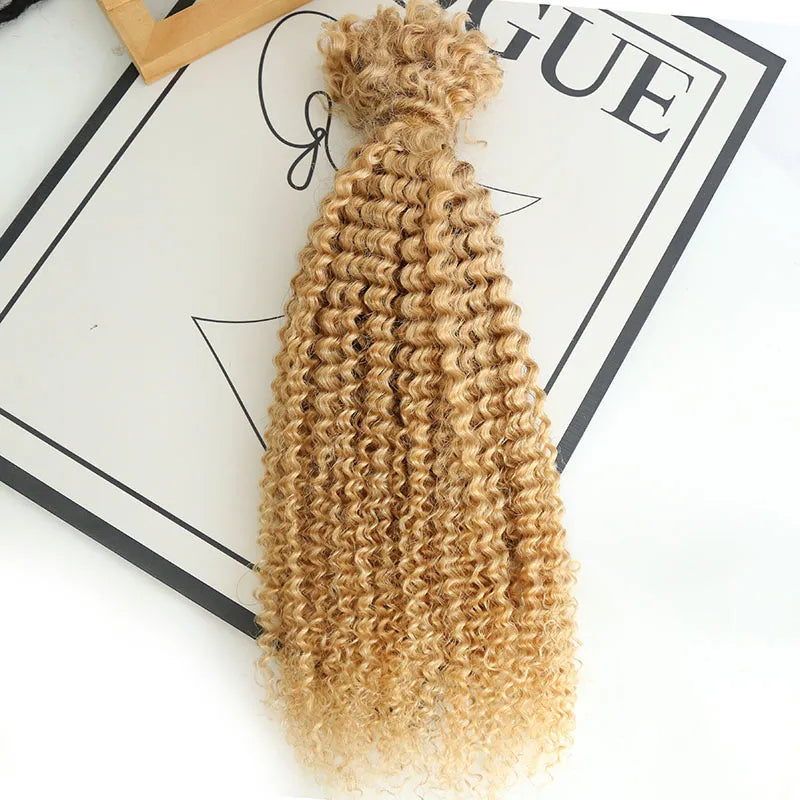 Bob - length braided wigs for a short and sassy lookAfro Kinky Curly Bulk Human Hair Extensions Color #27 Honey Blonde