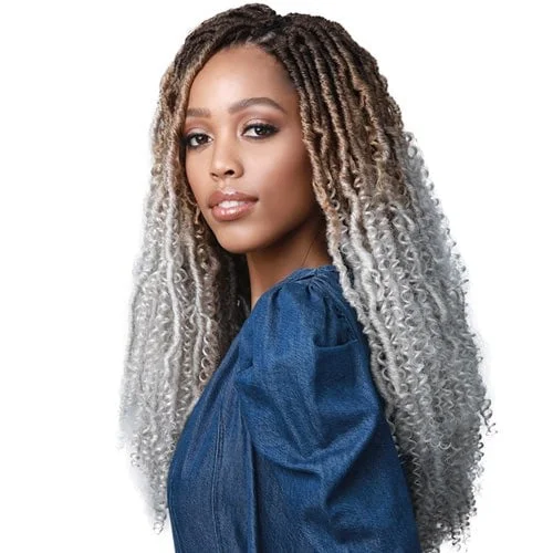 Micro braided wigs for a delicate and intricate styleBobbi Boss Synthetic Crochet Braids - 2X Nu Locs Water Curl Boho Style 18"