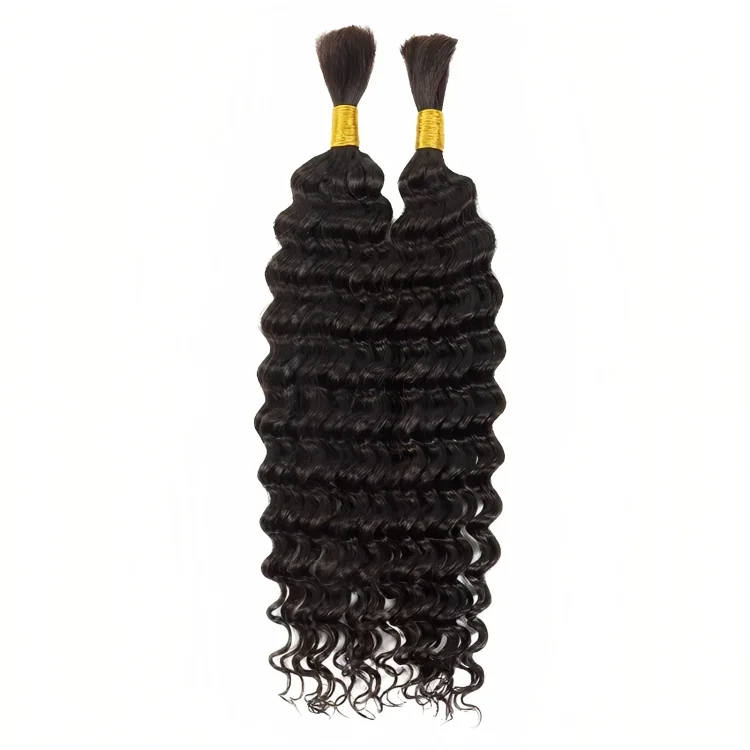 Braided wigs with a 180 - density for a full and thick appearanceDeep Wave Bulk Hair Extensions for Braiding