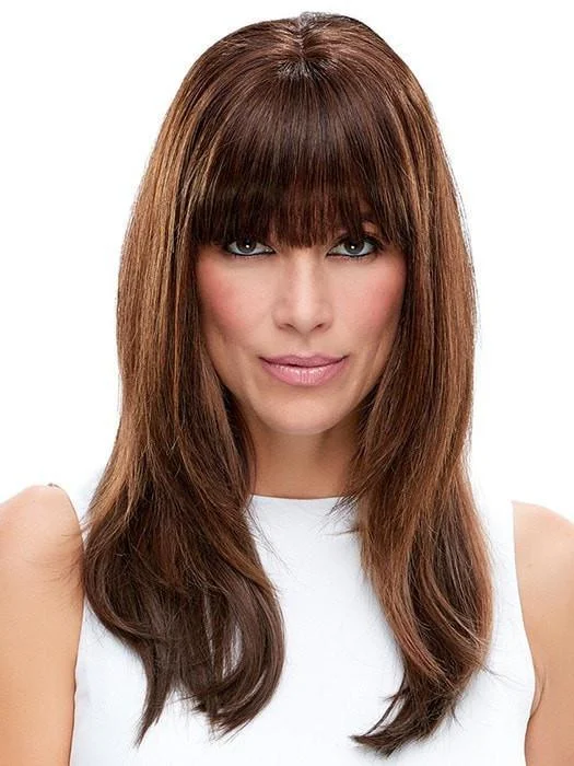 Long - length wig with a curly fringe for a playful and youthful vibeeasiFringe | Remy Human Hair Clip In Bangs (Mono Base)