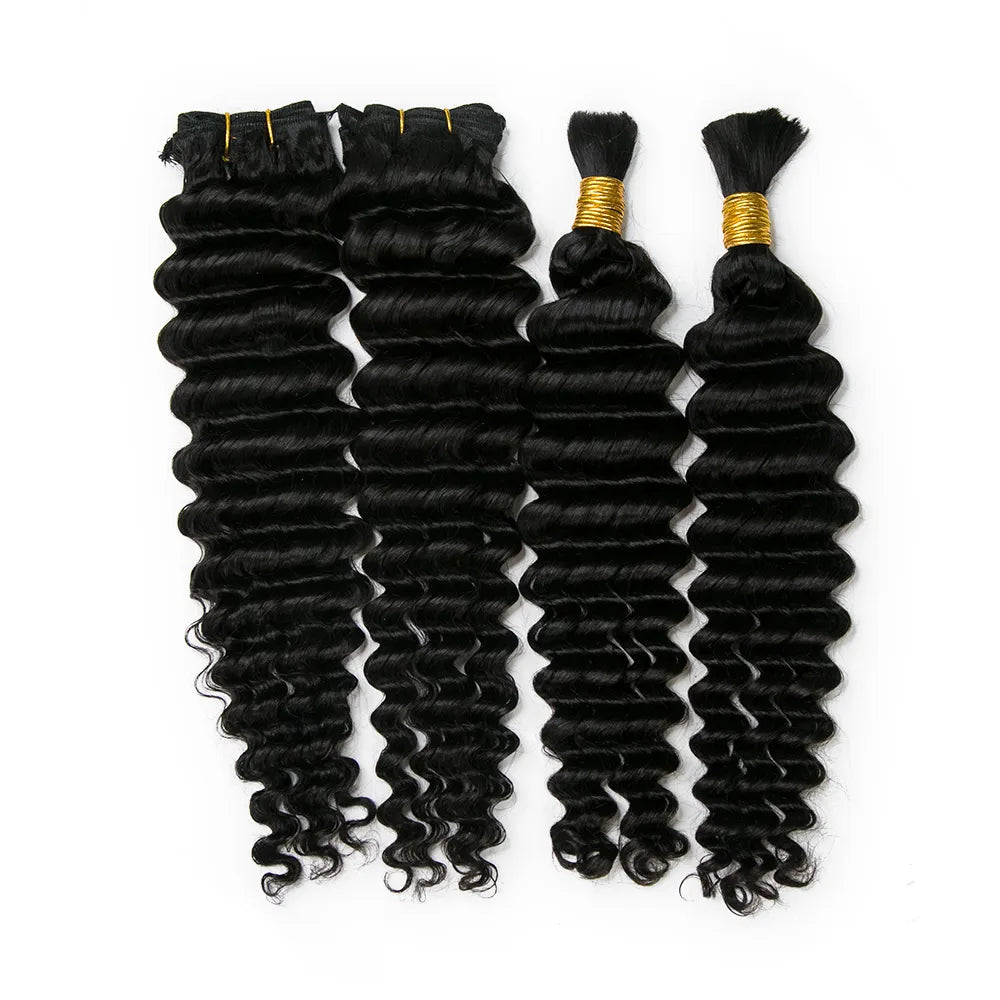 Micro braided wigs for a delicate and intricate styleHalf Braids Half Sew-In Combo Deal Deep Wave Natural Color