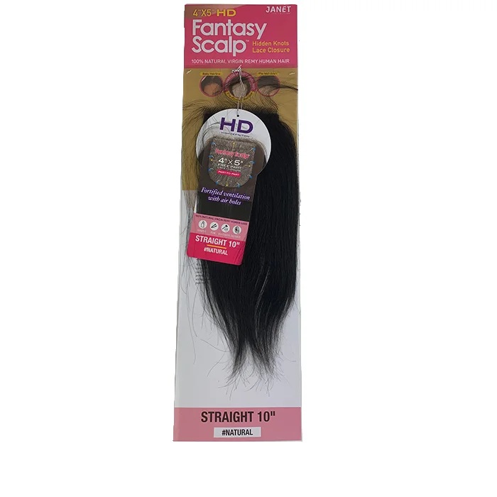 Braided wigs with a 180 - density for a full and thick appearanceJanet Collection Fantasy Scalp 4" x 5" Swiss Lace Closure – Straight