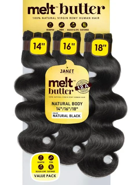 Synthetic braided wigs with a natural - looking textureJanet Collection Melt Butter 12A 100% Natural Virgin Remy Human Hair NATURAL BODY 3PCS Value Pack *BFCM