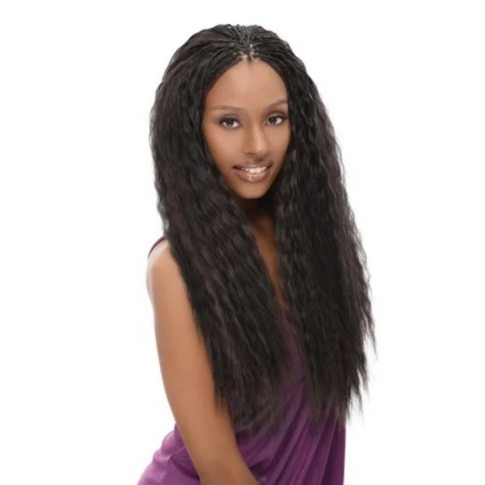 Bohemian - style braided wigs with added beads and accessoriesJanet Collection 100% Unprocessed Virgin Remy Wet & Wavy Human Hair Braids - Natural S/ French Bulk 18"