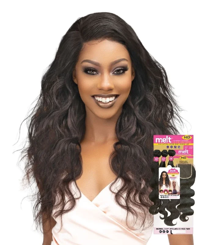 Box braided wigs with jumbo size for a bold lookJanet Melt 100% Virgin Human Hair 3Pcs W/ 4X5 Lace Closure - Body