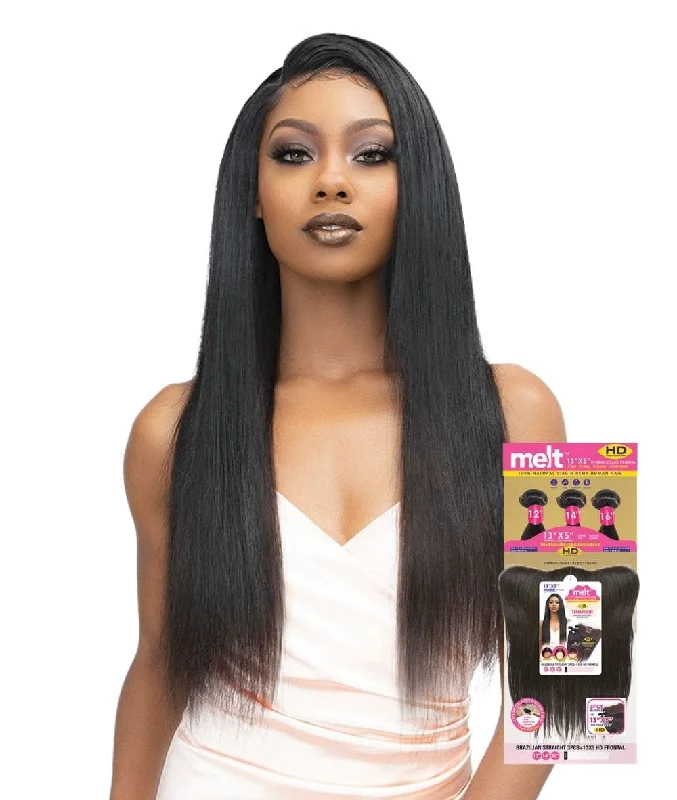 Bob - length braided wigs for a short and sassy lookJanet Melt 100% Virgin Human Hair W/ 13X5 Hd Frontal - Brazilian Straight 3Pcs