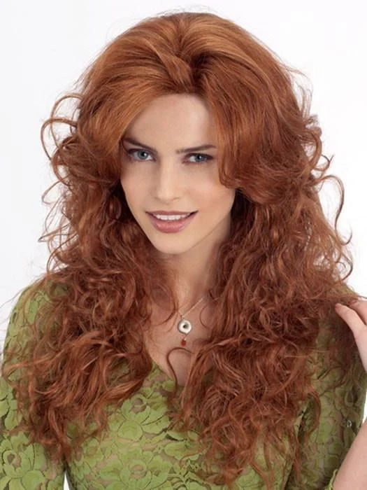 Long - length wig with a curly texture for a bold and stylish choiceJanice by Louis Ferre | Synthetic Wig (Mono Top) | CLOSEOUT