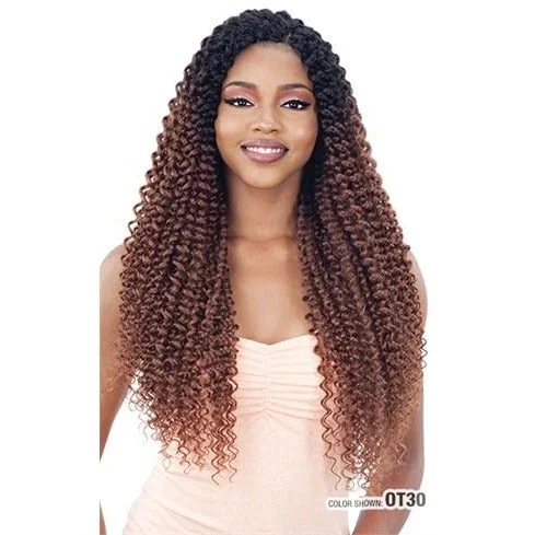 Colored braided wigs with a rainbow ombre effectModel Model Glance Braids - 3X-Pre Stretched Water Wave 22"