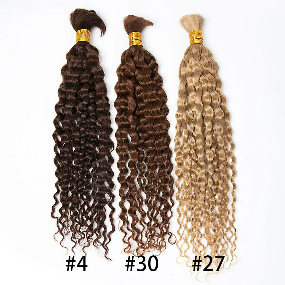 Braided wigs with a 180 - density for a full and thick appearanceMulti-Color Bulk Human Braiding Hair Set Spanish Curl/Water Wave/Wet and Wavy