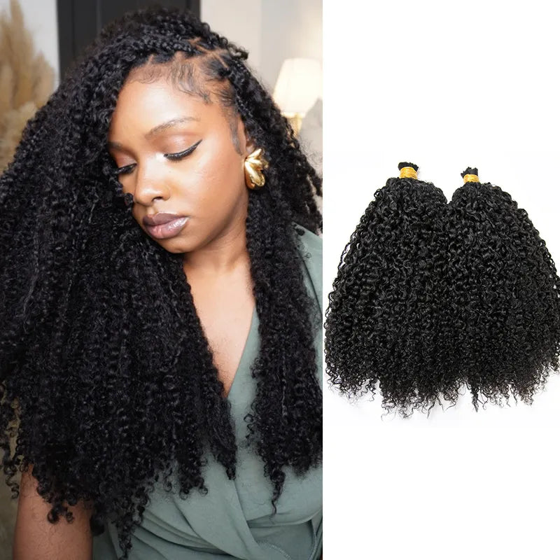 Human hair braided wigs for a luxurious feelMulti-Textured Kinky Curly Bulk Hair Extensions for Braiding