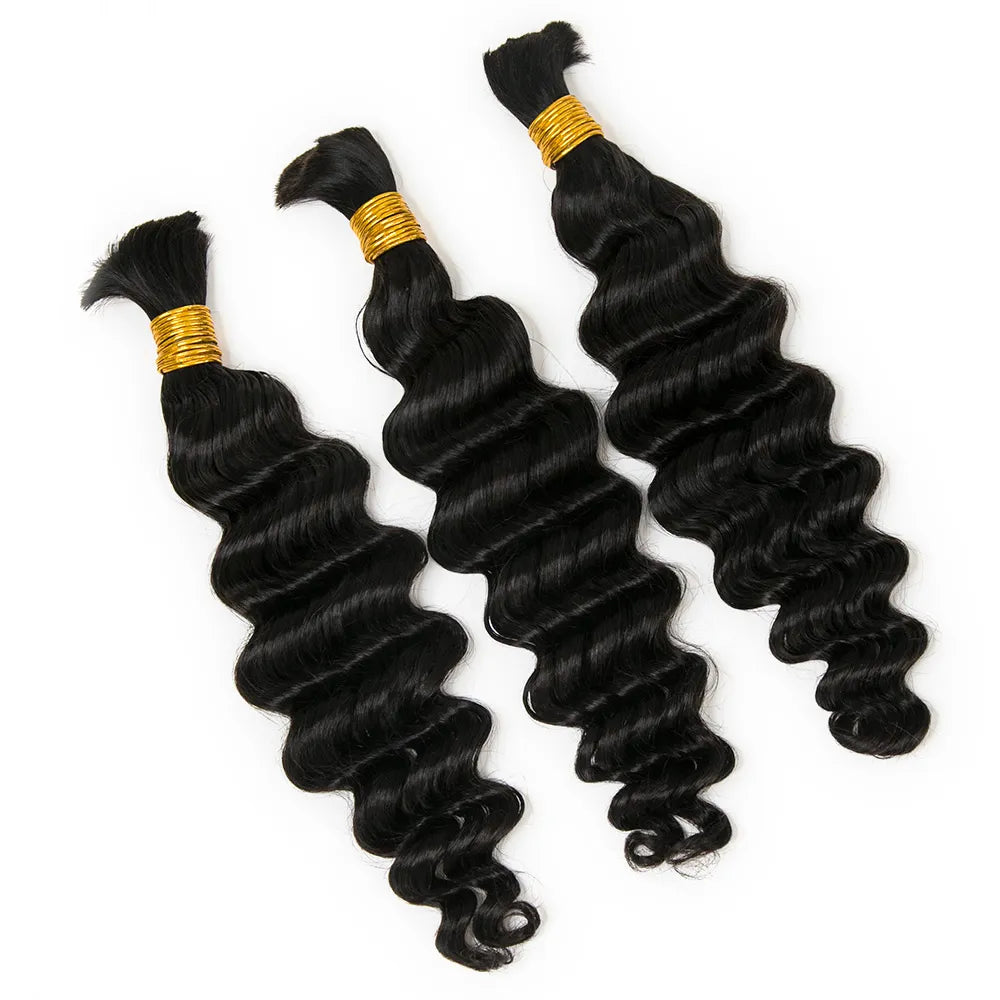 Long - length braided wigs for a glamorous and voluminous styleNatural Color Loose Deep Wave Bulk Human Braiding Hair