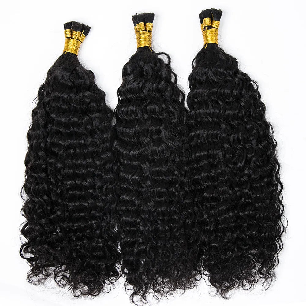 Braided wigs with a pre - plucked hairline for a natural lookPre-Divided Double Drawn Burmese Water Wave Human Hair Bulk (100g Per Bundle)