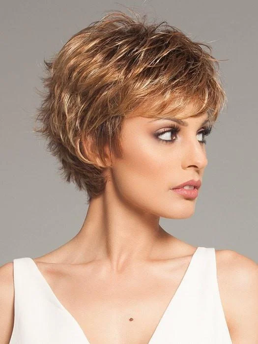 Long - length wig with a heat - resistant formula for easy styling at homePush Up | Short Synthetic Wig (Basic Cap)