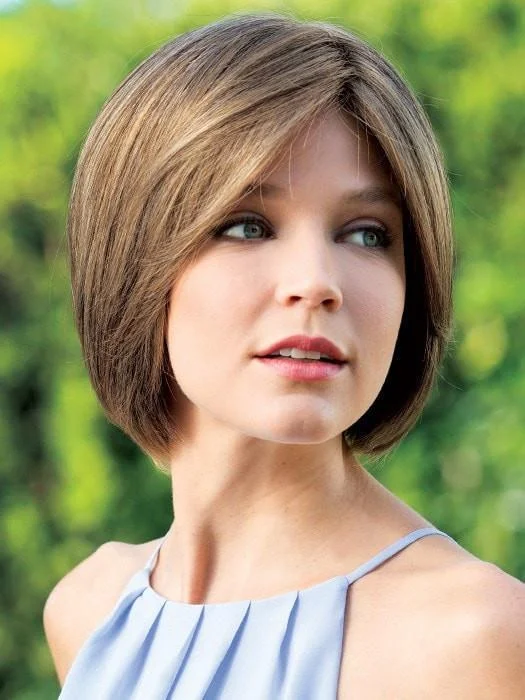 Long - length wig with a side - swept bang for a sophisticated lookRegan by Amore | Monofilament Top Bob Wig | CLOSEOUT