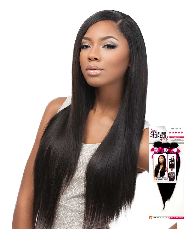 Adjustable - cap braided wigs for a comfortable fitSensationnel Bare & Natural Lace Closure + Bundle Deal - Straight