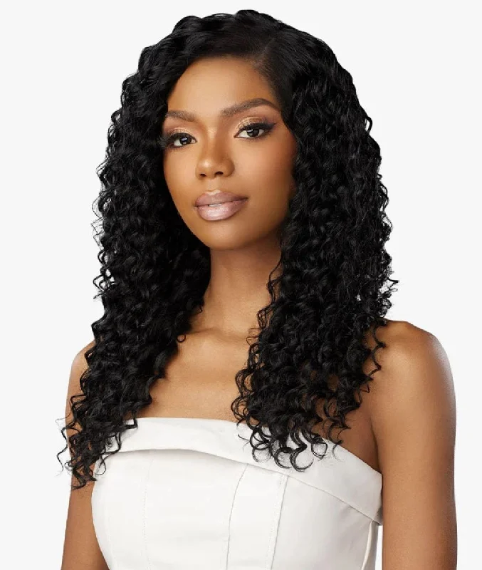 Braided wigs with a middle - part for a classic and elegant styleSensationnel Empire Human Hair Wet & Wavy Deep