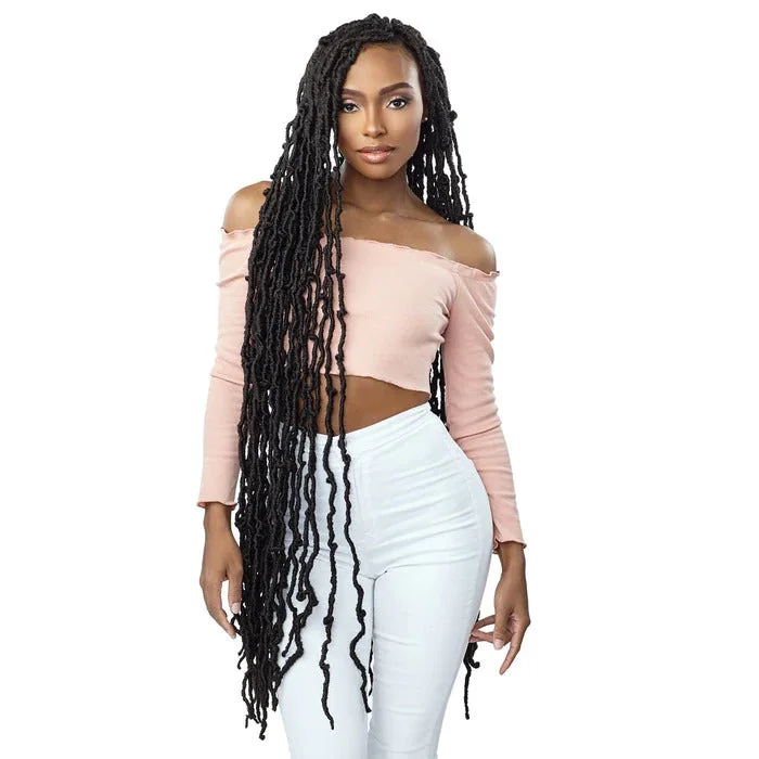 Kinky braided wigs with a tight curl pattern for authenticitySensationnel Lulutress Synthetic Crochet Braids - 3X Distressed Locs 40"