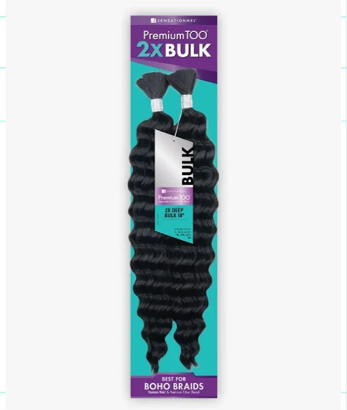 Long - length braided wigs for a glamorous and voluminous styleSensationnel Premium Too 2X Human & Premium Blend Deep Bulk 18"