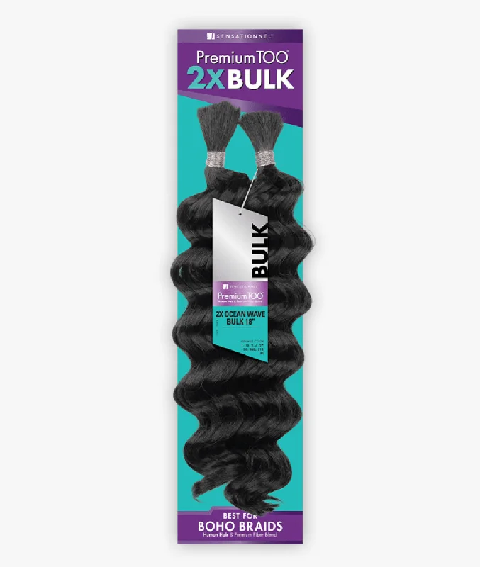 Braided wigs with a middle - part for a classic and elegant styleSensationnel Premium Too 2X Human & Premium Blend Ocean Wave Bulk 18"