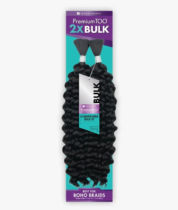 Kinky braided wigs with a tight curl pattern for authenticitySensationnel Premium Too 2X Human & Premium Blend Water Wave Bulk 18"