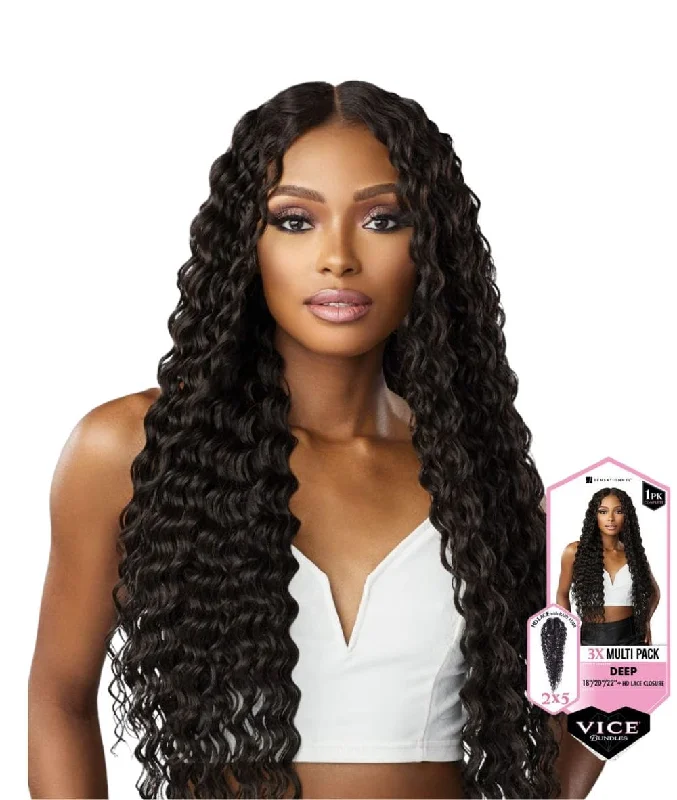 Braided wigs with a water - wave texture for a unique lookSensationnel Vice Bundle 3X Multi-Deep