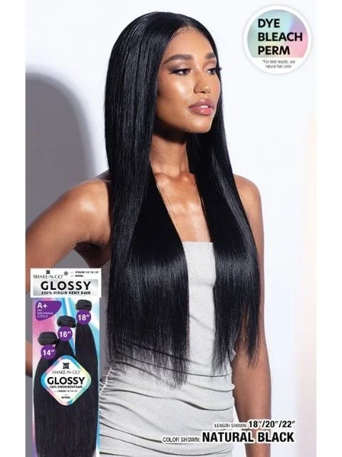 Heat - resistant braided wigs for styling flexibilityShake N Go Glossy 100% Virgin Remy Hair STRAIGHT 3pcs *BFCM