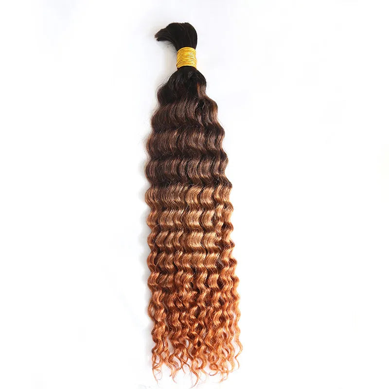 Bob - length braided wigs for a short and sassy lookOmbre T1B/4/30 Deep Curly Human Hair Bulk for Braiding