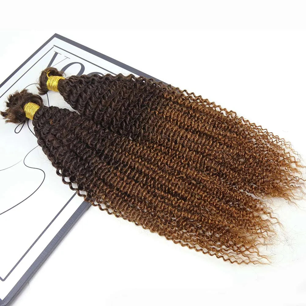 Braided wigs with a 180 - density for a full and thick appearanceT2/30 Ombre Afro Kinky Bulk Human Hair Extensions