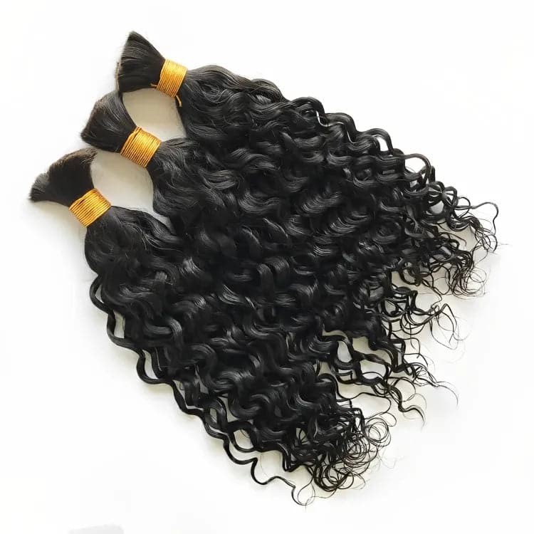 Bohemian - style braided wigs with added beads and accessoriesWater Wave Bulk Hair Extensions for Boho Knotless Braiding