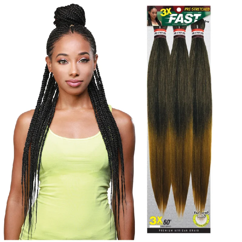 Braided wigs with a middle - part for a classic and elegant styleZury Sis Pre-Stretched Synthetic Braiding Hair - 3X Fast Braid 60" (No 1B)