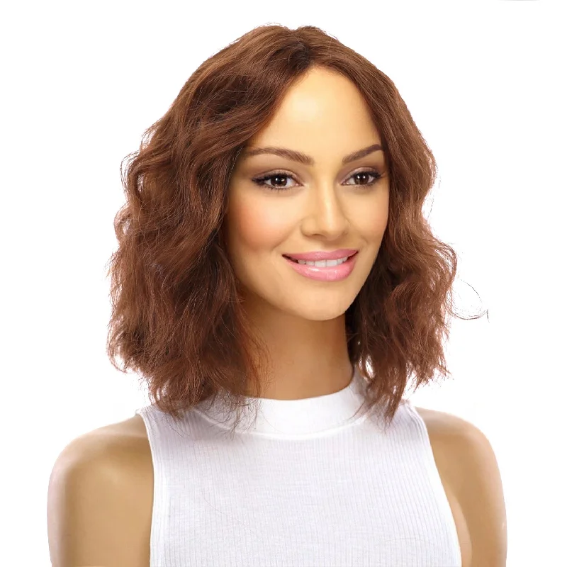 Short wig made from high - quality human hair for a luxurious feel12" Divine Lace Top Wig Auburn Wavy