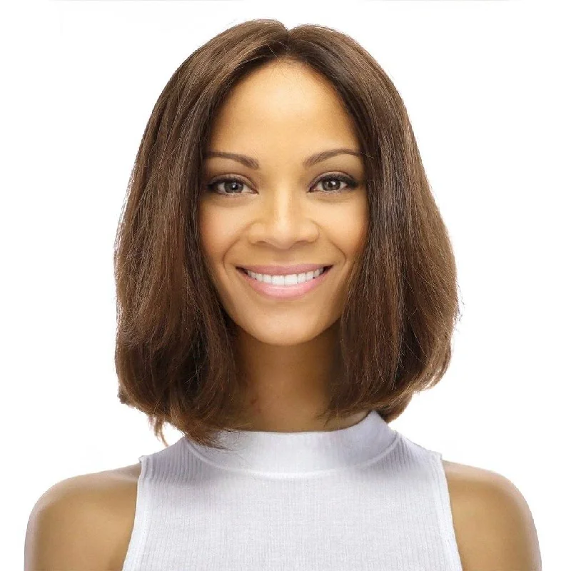 Short wig with a pre - plucked hairline for a more natural look12" Divine Luxe Lace Top Wig #6 Neutral Medium Brown