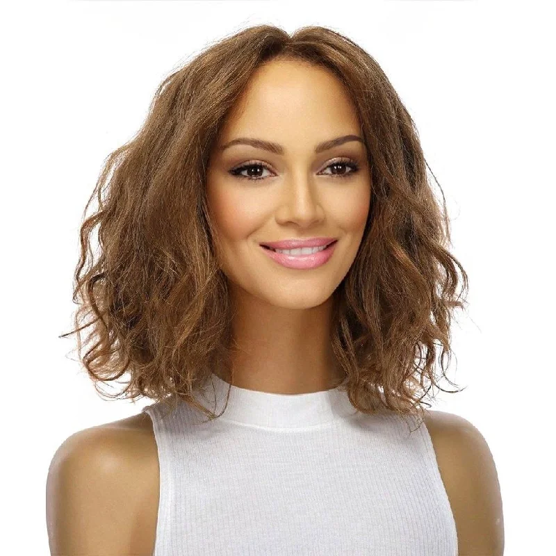 Short wig with a pre - plucked hairline for a more natural look12" Divine Luxe Lace Top Wig #18 Warm Dark Blonde Wavy