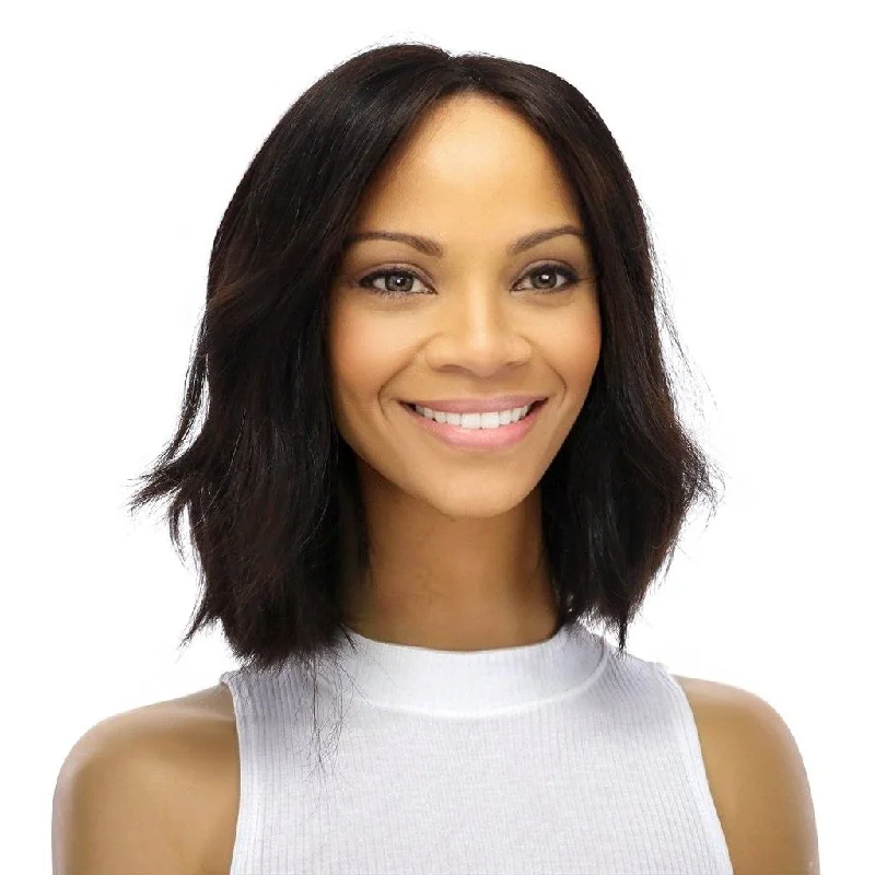 Heat - resistant short wig for easy styling with hot tools12" Divine Luxe Lace Top Wig #1B Black