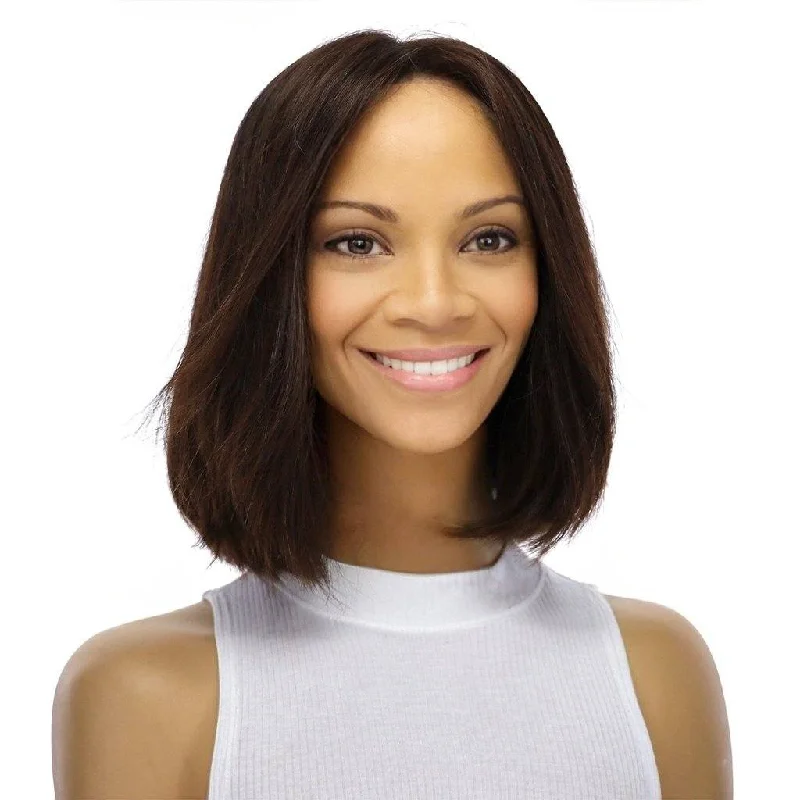 Layered short wig to add volume and dimension12" Divine Luxe Lace Top Wig #5 Warm Dark Brown