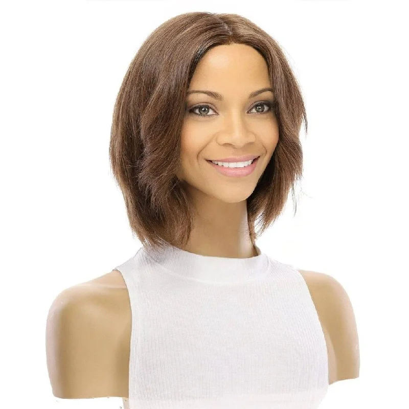 Heat - resistant short wig for easy styling with hot tools12" Luxe Pixie Silk Top Wig #10 Neutral Light Brown