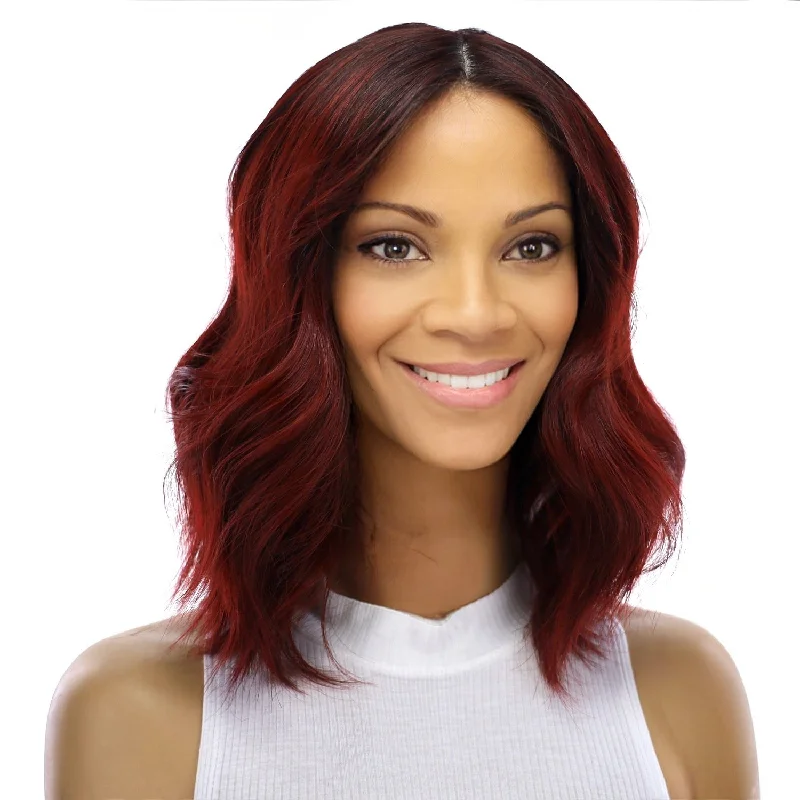 Monofilament - cap short wig for a breathable and natural - looking scalp13" Victoria Silk Top Wig Merlot Red