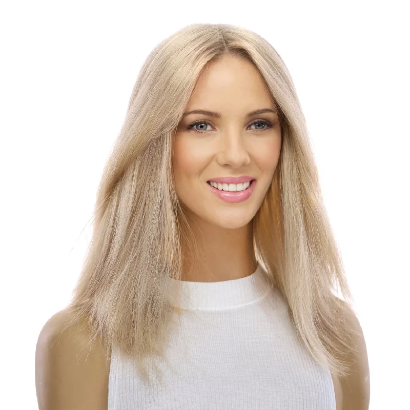 Short wig for daily office wear with a professional look16" Divine Lace Top Topper Platinum Blonde w/ No Rooting