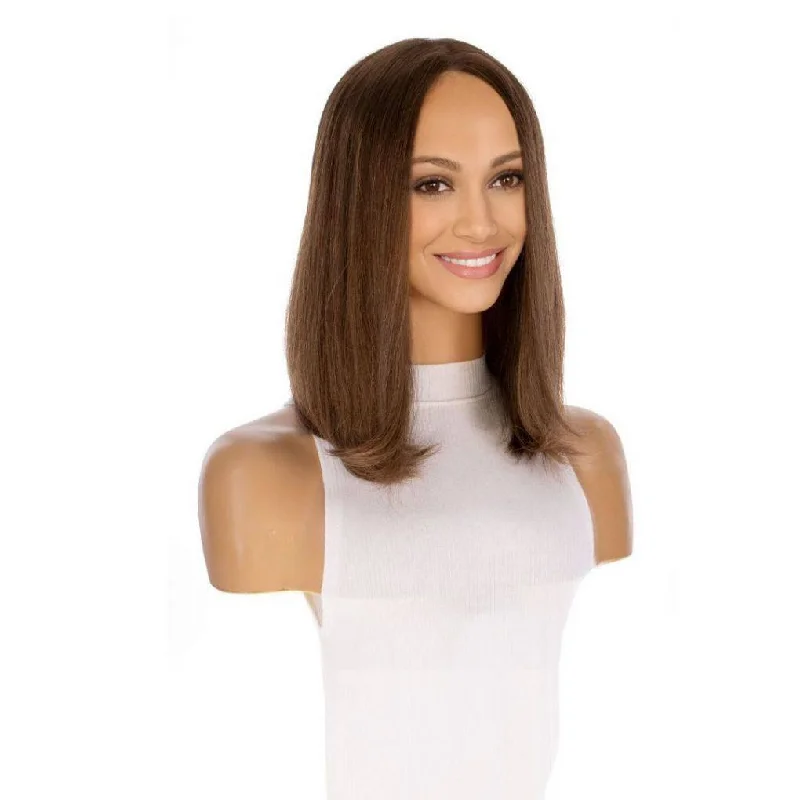 Short wig with a side - swept bang for a sophisticated and flattering style16" Divine Luxe Lace Top Wig #12 Warm Light Brown