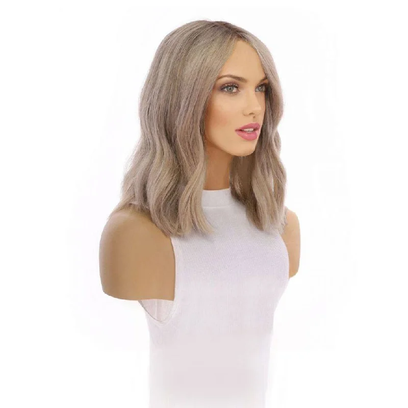 Lace - front short wig for a seamless and realistic hairline16" Divine Luxe Lace Top Wig #Light Brown w/ Custom Color