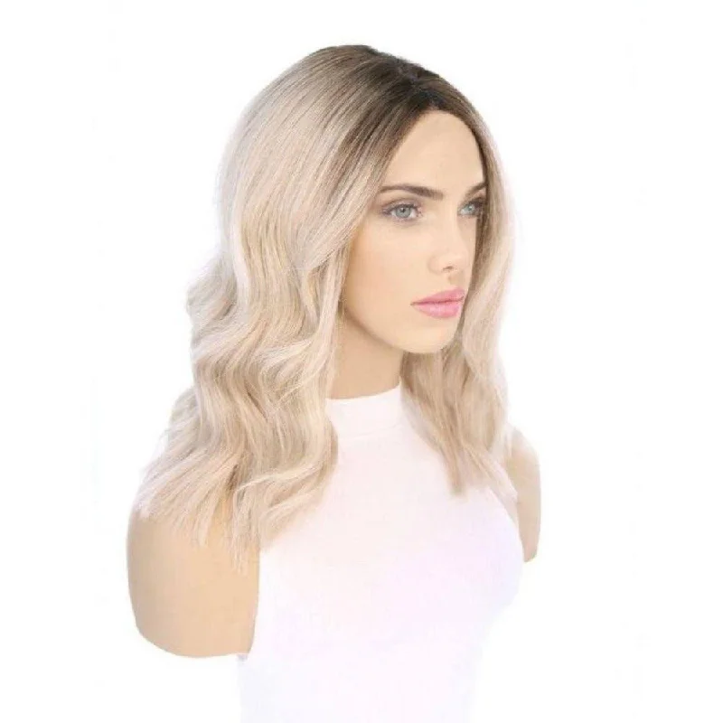 Platinum - blonde short wig for a trendy and eye - catching style16" Divine Lace Top Wig Platinum Blonde w/ Full Rooting