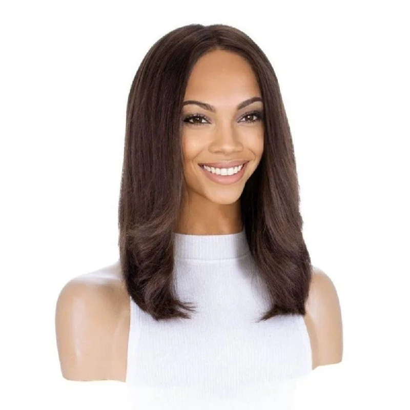 Layered short wig to add volume and dimension16" Secret Lace Top Wig #6 Neutral Medium Brown