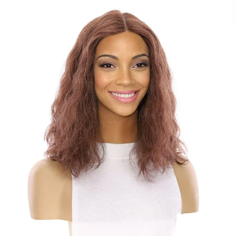 Short wig with a wavy texture for a beachy and relaxed look16" Princess Silk Top Wig Auburn Wavy