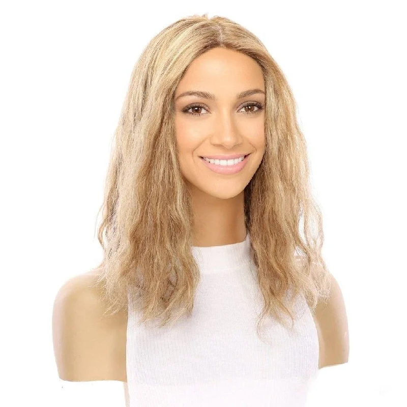 Adjustable - cap short wig for a customized and comfortable fit16" Princess Silk Top Wig Medium Blonde Wavy