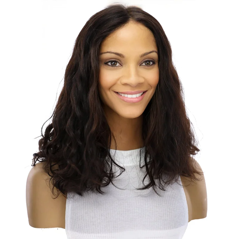 Short wig in a fiery red color for a vibrant appearance16" Secret Lace Top Wig #2 Neutral Dark Brown Wavy