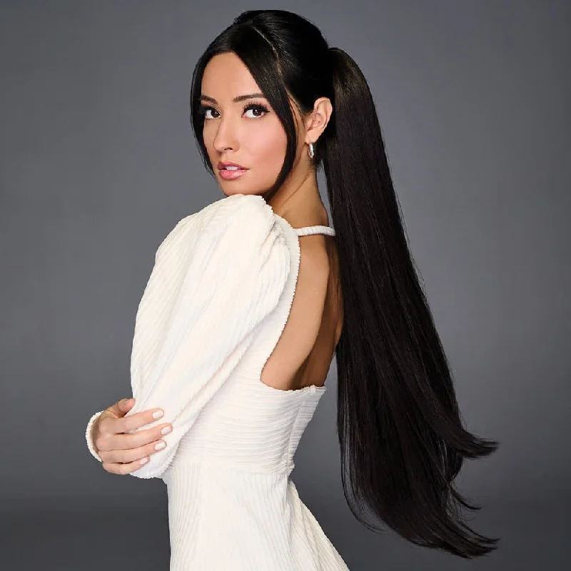 Synthetic ponytails with heat - resistant fibers for easy styling27 INCH STRAIGHT CINCHED PONY