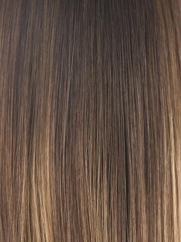 MARBLE-BROWN-LR | Medium Brown blended with Light Honey Brown and Long Dark Brown roots