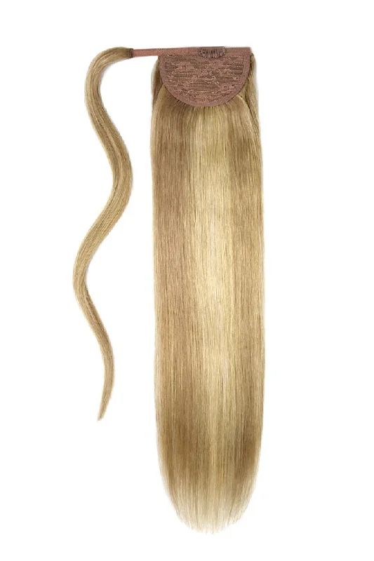 High - volume ponytails for a bold and glamorous appearanceBiscuit Blondey (#18/613) Straight Up Wrap Around Ponytail Extension