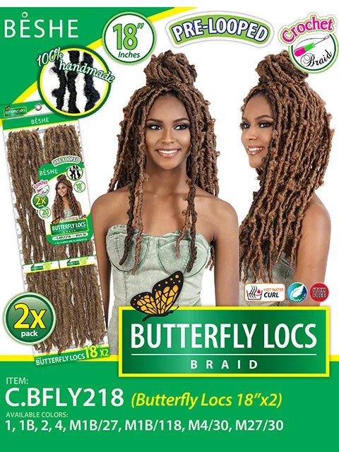 Short - Length Braid & Plait Hair Extensions for a Low - Maintenance and Edgy LookBeshe Feather Lite 2X BUTTERFLY LOCS Crochet Braid 18 C.BFLY218