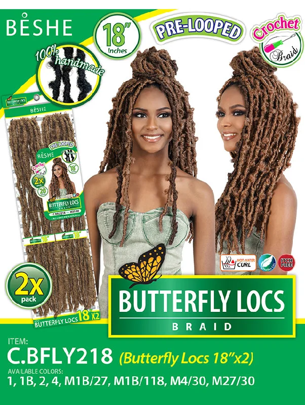 Braid & Plait Hair Extensions with a Pre - Twisted Design for Easy InstallationBeshe Feather Lite 2X BUTTERFLY LOCS Crochet Braid 18 C.BFLY218